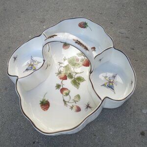 Adorable Vintage White Bone China Nantucket Strawberry/Butterfly Handled Porcela